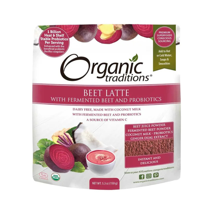 شمندر لاتيه مع شمندر مخمر وبروبيوتيك من Organic Traditions - وزن 150 جرام