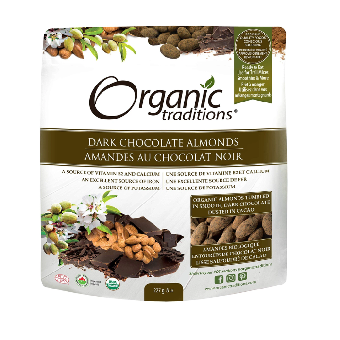 Organic Traditions Dark Chocolate Almonds 100 g