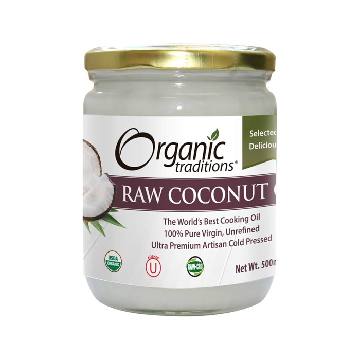 Organic Traditions Raw Coconut Oil, 100% Pure, Virgin, Cold-Pressed & Unrefined – 500ml