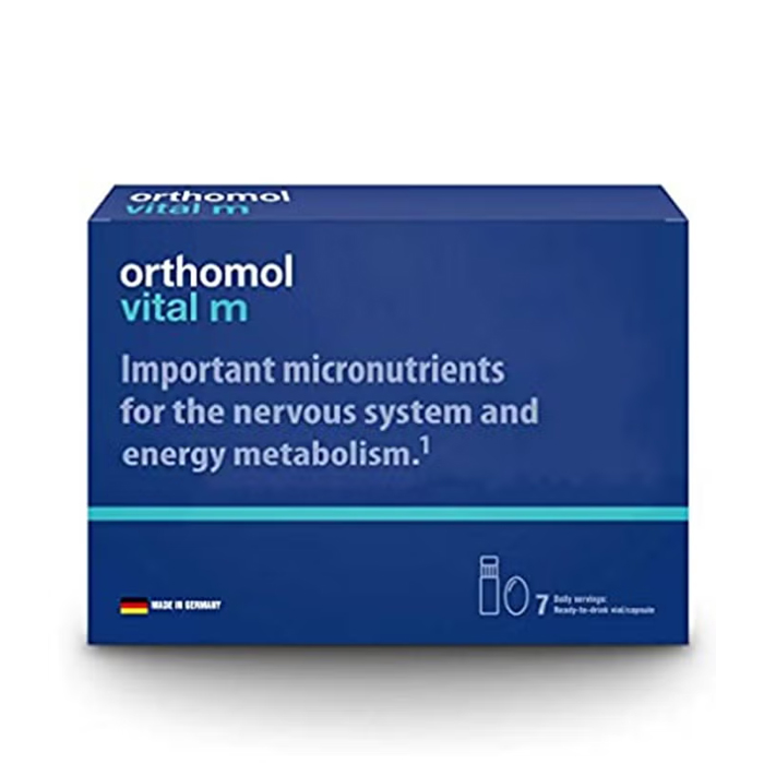 Orthomol Vital M Men Supplement Vial & Capsules, Energy, Stress and Fatigue Support Formula, 30s