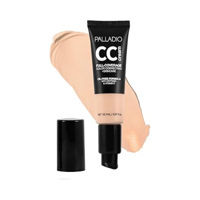 Palladio CC Cream Full Coverage Foundation, Fair 12W, Vegan, Skin-Nourishing Formula with Vitamin C & Peptides – 25.7ml