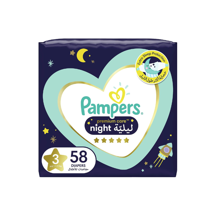 Pampers Premium Care Night Size 3 Medium Pack 58's