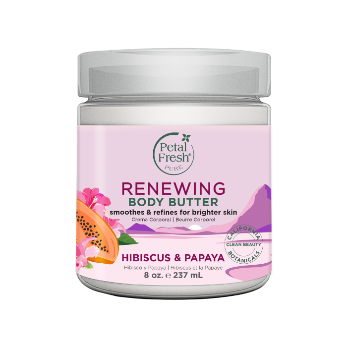 Petal Fresh Pure Hibiscus & Papaya Body Butter - Brightening & Deep Moisture Cream with Organic Botanicals for Dry Skin 8 oz