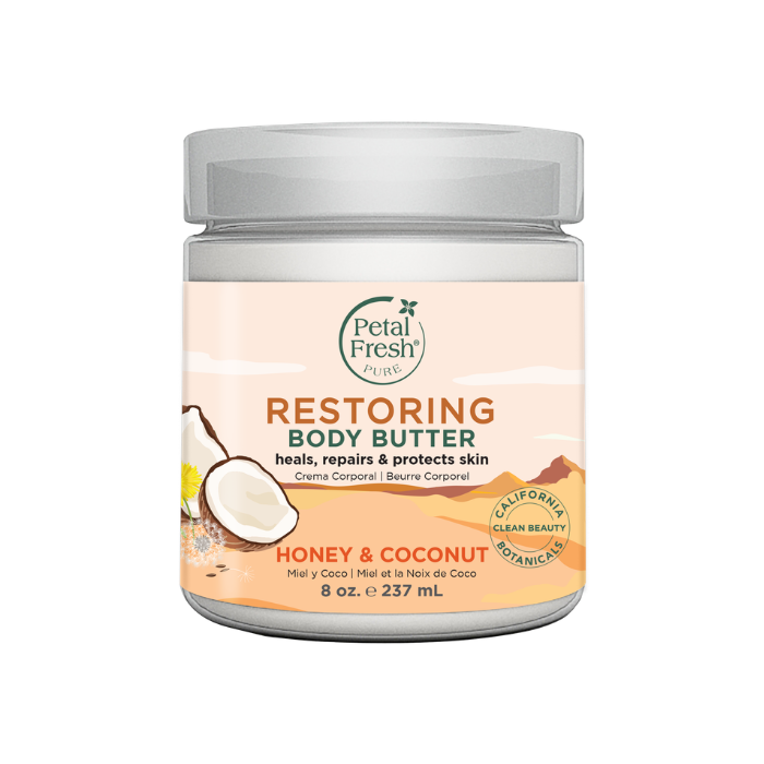 Petal Fresh Pure Honey & Coconut Body Butter - Deep Nourishing Moisturizer for Dry Skin with Organic Botanicals 8 oz
