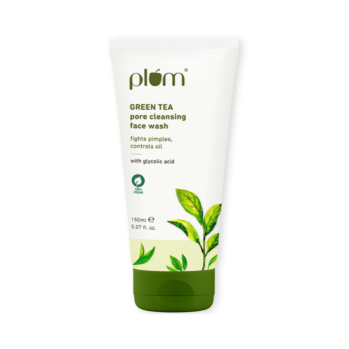Plum Green Tea Pore Cleansing Face Wash with Glycolic Acid, Oil Control & Anti-Pimple Cleanser, 150ml
