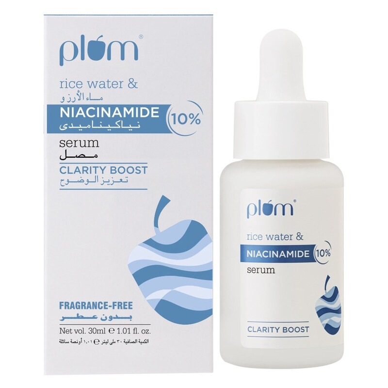 Plum Rice Water & 10% Niacinamide Face Serum for Brightening and Blemish Care, 30ml