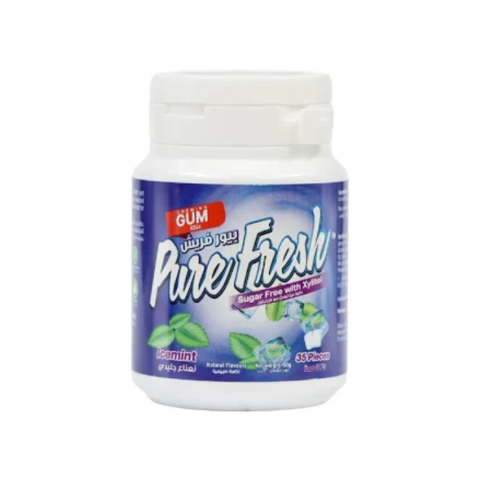 Pure Fresh Sugar Free Xylitol Gum Icemint, Aspartame Free and Gluten Free, 35s