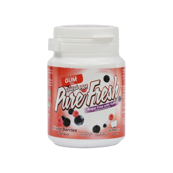 Pure Fresh Sugar Free Xylitol Gum Mixed Berries, Aspartame Free and Gluten Free, 35s