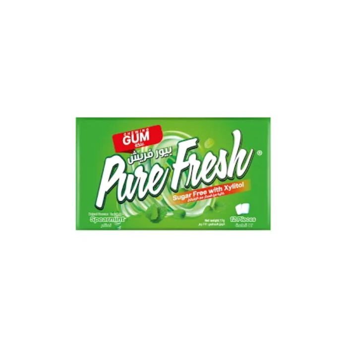 Pure Fresh Sugar Free Xylitol Gum Spearmint, Aspartame Free and Gluten Free, 12s