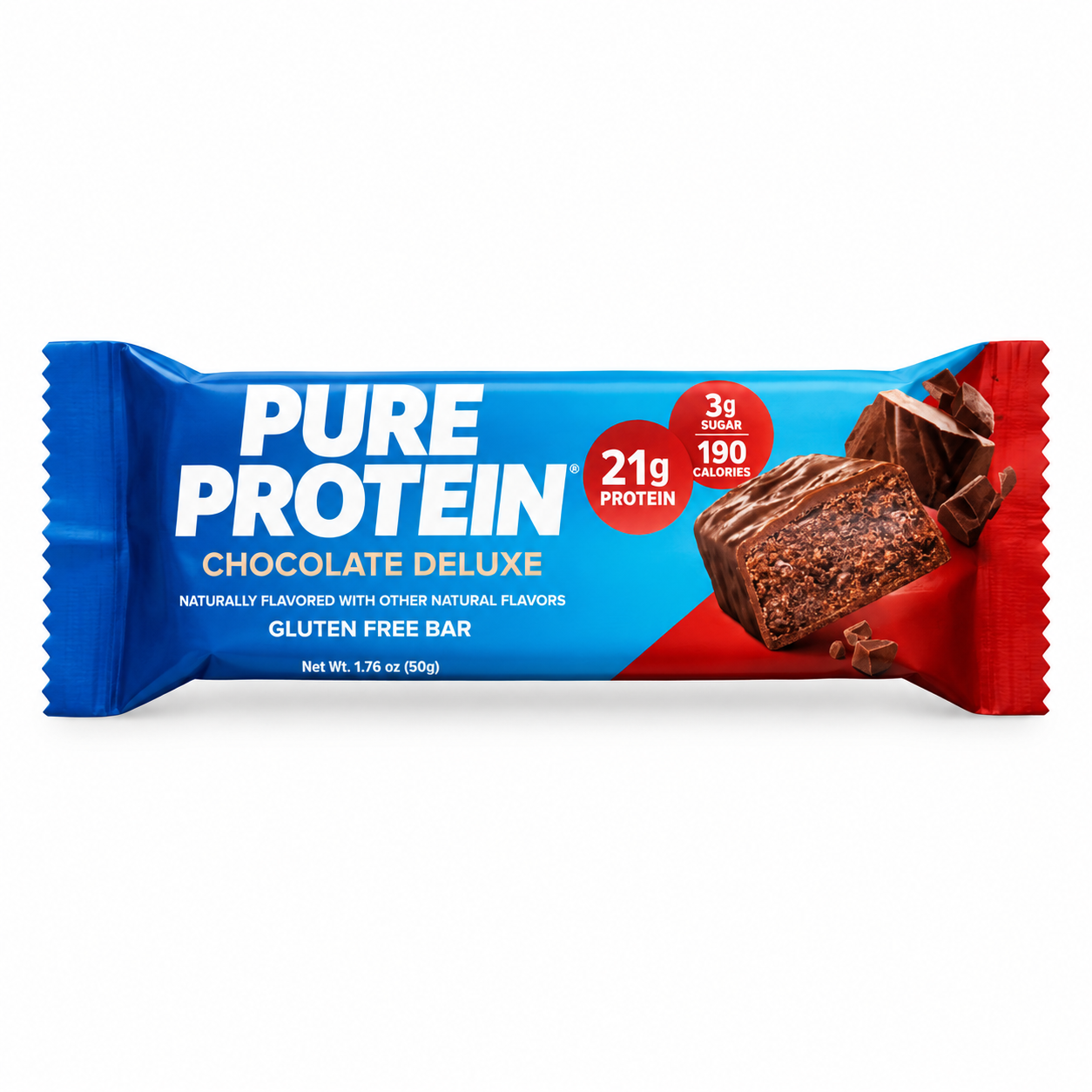 Pure Protein Chocolate Deluxe Bars, High Protein, Low Sugar Snack, Gluten-Free, On-the-Go Muscle Fuel 50g