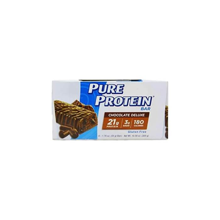 Pure Protein Chocolate Deluxe Bars, High Protein, Low Sugar Snack, Gluten-Free, On-the-Go Muscle Fuel 50g -Box of 6