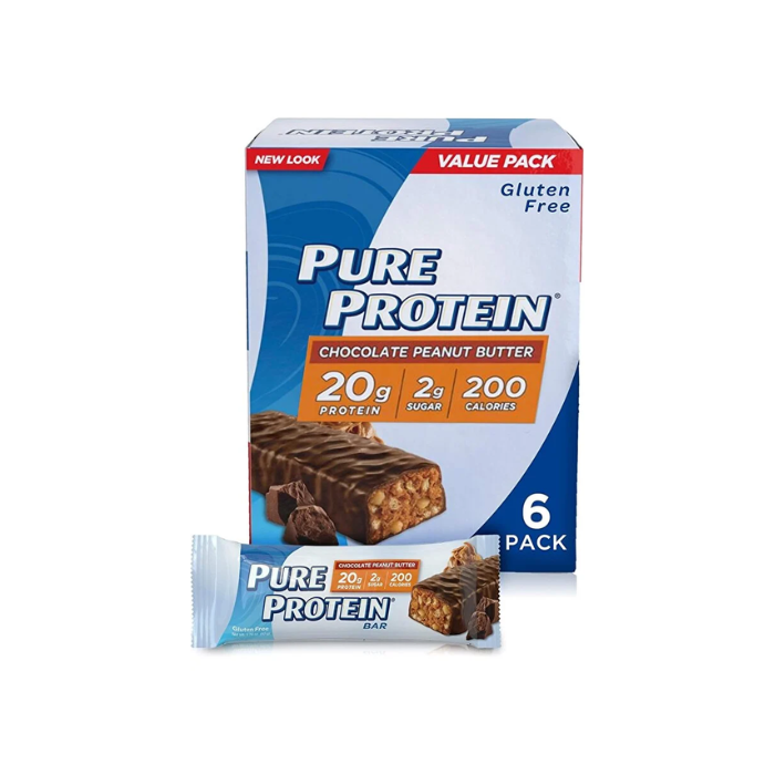 Pure Protein Bar Chocolate Peanut Butter, High-Protein Snack, Low Sugar, Gluten-Free, Fuel for Fitness 50g, Pack of 6 pcs