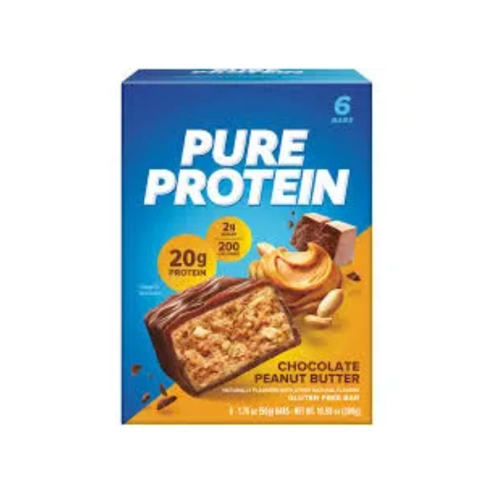 Pure Protein Bar Chocolate Peanut Caramel, High Protein, Low Sugar Snack , Gluten-Free Fuel On the Go 50g -Box of 6