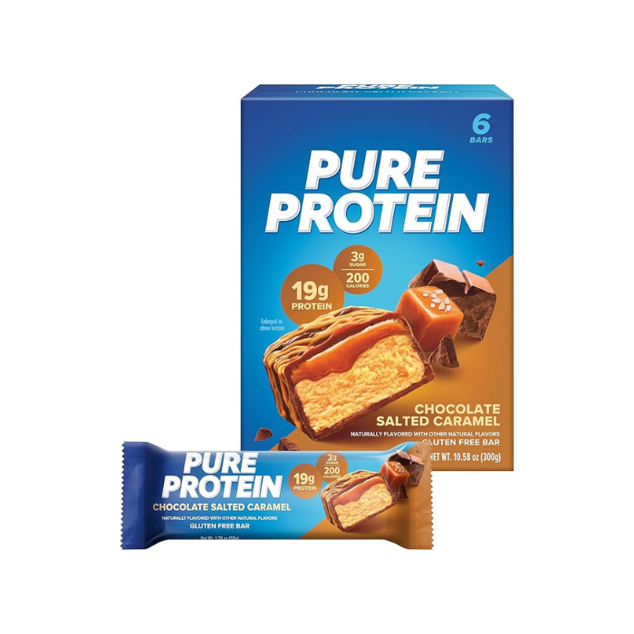 Pure Protein Bar Chocolate Salted Caramel, High Protein, Low Sugar Snack, Gluten-Free Recovery Fuel 50g – Box of 6