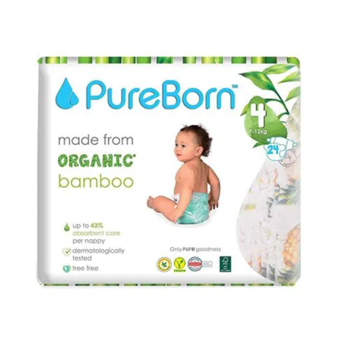 Pureborn Size 4 Single Pack Nappy 24's