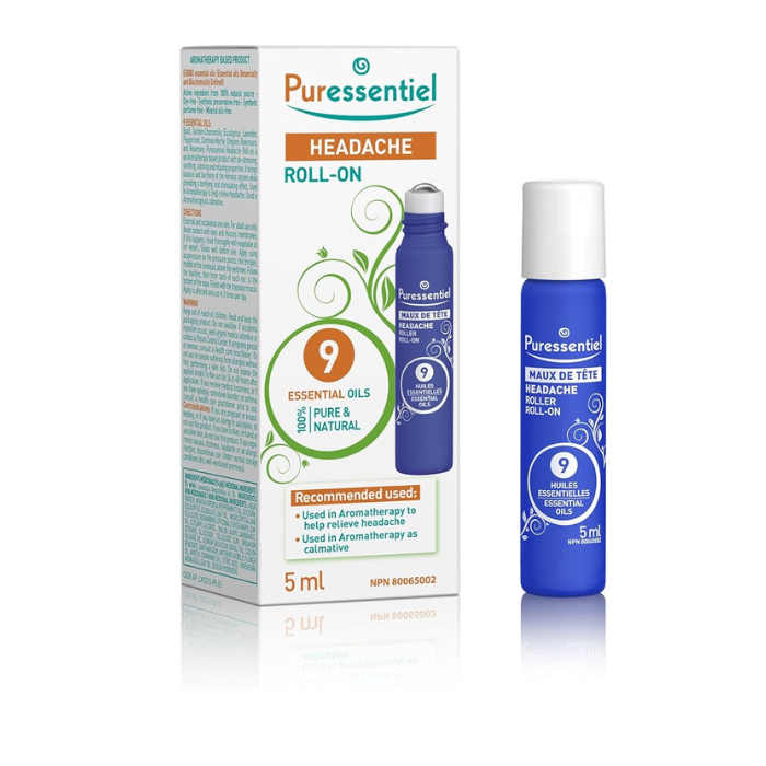 Puressentiel Well Being Headache Roll-On with 9 Essential Oils 5ml