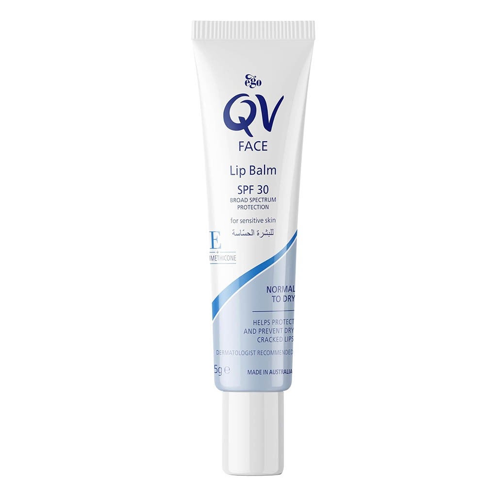 QV Lip Balm SPF 30, Broad Spectrum Sun Protection and Moisturizing Care for Sensitive Lips, 15g