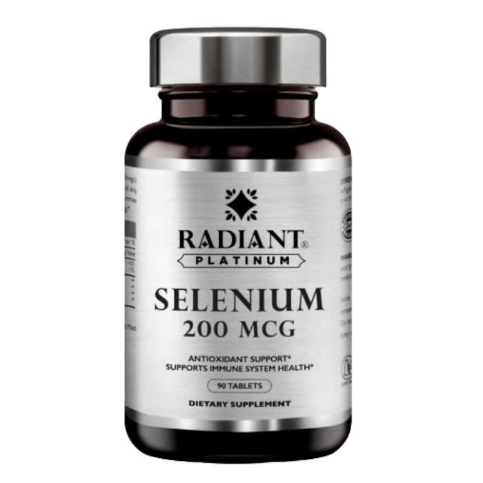 Radiant Platinum Selenium 200mcg, Antioxidant Support, Thyroid Function, and Immune Health Supplement - 90 Tablets