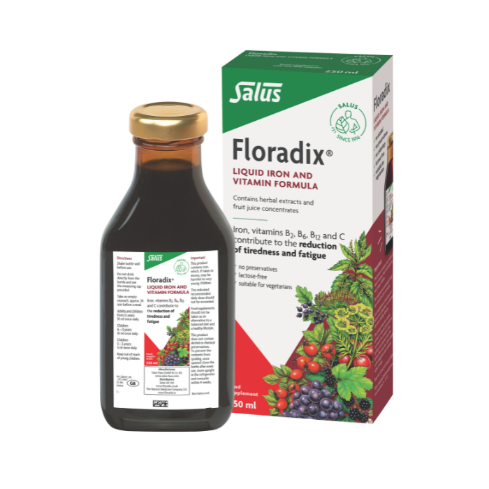 Salus Floradix Liquid Iron and Vitamin B Complex, Organic Ferrous Gluconate Formula, 250ml