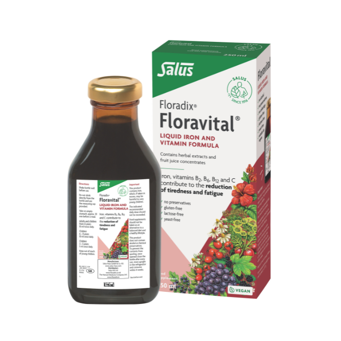 Salus Floradix Floravital Liquid with Organic Iron & Vitamins, Vegan & Easily Absorbable, 250ml
