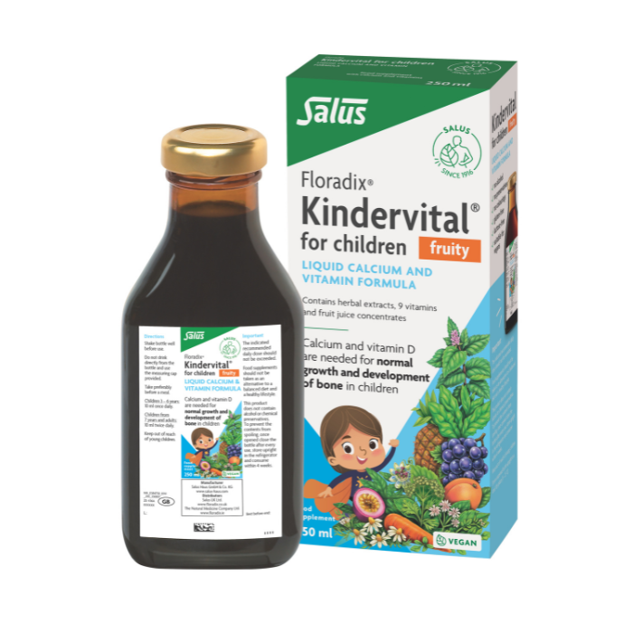 Salus Floradix Kindervital Children Liquid, Calcium & Multivitamin Formula for Children, 250ml