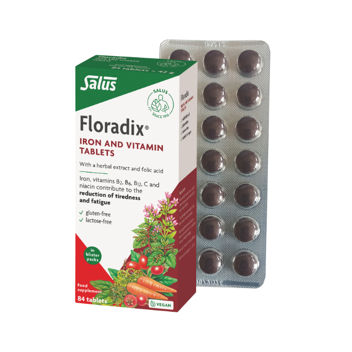 Salus Floradix Iron Tablets, Vegan Iron & B Vitamins Supplement, 84s