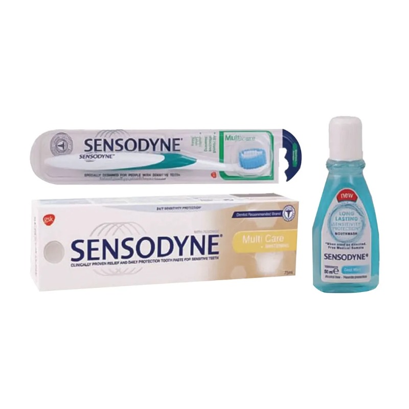 Sensodyne Multi Care Toothpaste 75ml + Toothbrush + Mouthwash 50ml Travel Pack