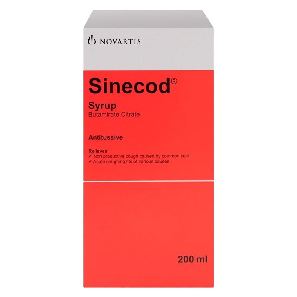 Sinecod Syrup – Non-Drowsy Dry Cough Suppressant for Adults & Children 200ml