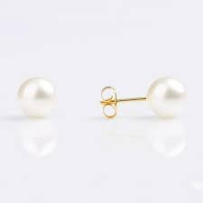 ستوديكس سن حلقان مطلية بالذهب 8 مم لؤلؤي أبيض S678