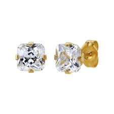 Studex Sensitive Gold Plated Tiffany 8x8mm Cubic Zirconia Princess S8400