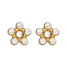 Studex Tiny Tips Gold-Plated Daisy Earrings April Crystal
