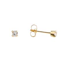 Studex Gold Plated Tiffany 3mm Cubic Zirconia, Hypoallergenic Ear Studs for Sensitive Ears