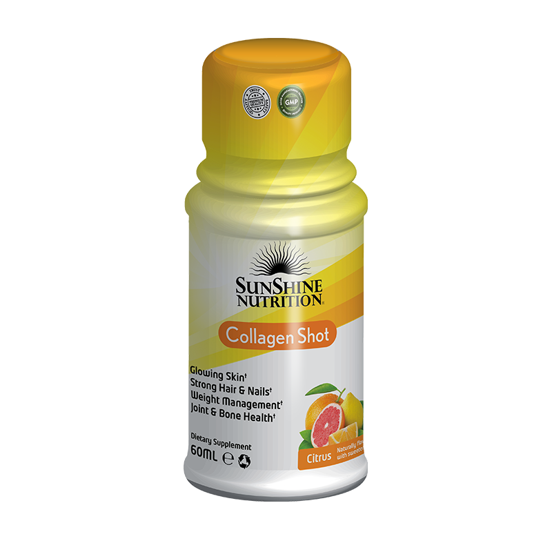 Sunshine Nutrition Collagen Shots Citrus Flavor - Marine, Biotin & Vitamins for Skin, Hair & Nails 60ml