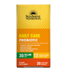صن شاين نيوترشن ديلي كير بروبيوتيك 30 مليار، دعم صحة الجهاز الهضمي والأمعاء، 30 كبسولة نباتية