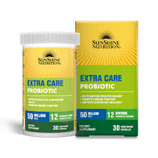 Sunshine Nutrition Extra Care Probiotic 50 Billion, Advanced Digestive and Immune Support, 30 V-Capsules