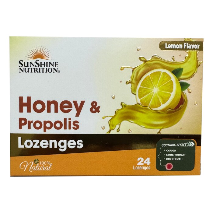 Sunshine Nutrition Honey & Propolis Sugar Free Lozenges Honey Lemon 24s