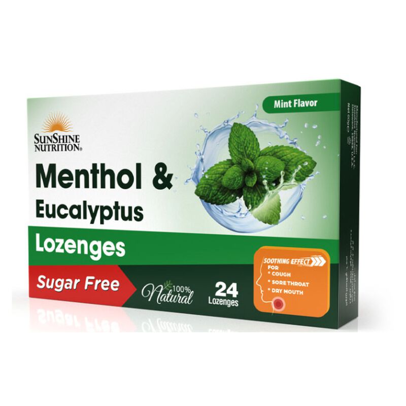 Sunshine Nutrition Menthol & Eucalyptus Sugar Free Lozenges Mint 24s