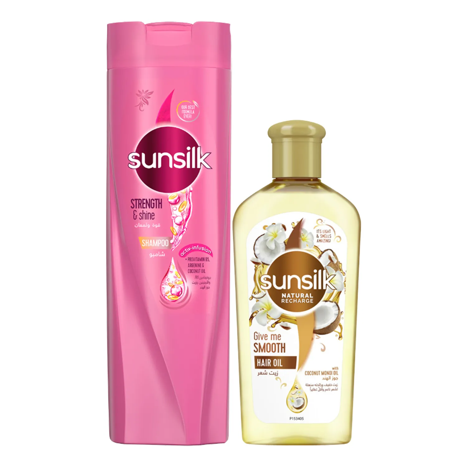 صانسيلك شامبو القوة واللمعان 400 مل + جف مي سموز هير أويل 250 مل