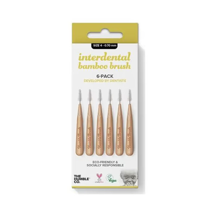 فرشاة بامبو للتنظيف بين الأسنان من شركة همبل مقاس 4 بلون أصفر 6
