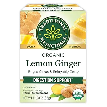 Traditional Medicinals Organic Lemon Ginger Digestion Support Tea Bag 16s