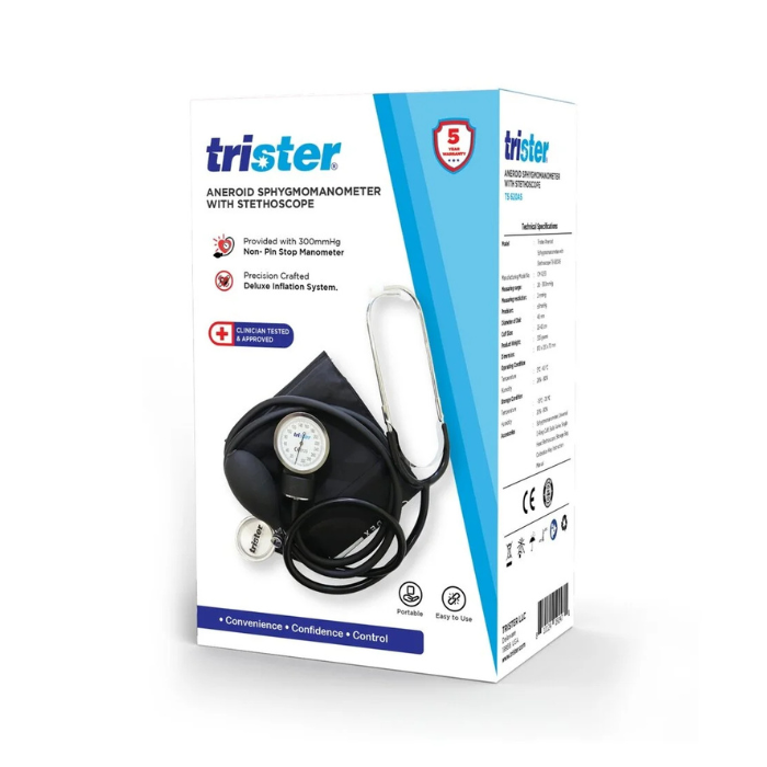 Trister Aneroid Sphygmomanometer with Stethoscope - TS 620AS