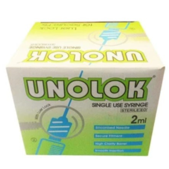 يونو لوك سرنجة للاستعمال مرة واحدة 2 مل - 100 قطعة