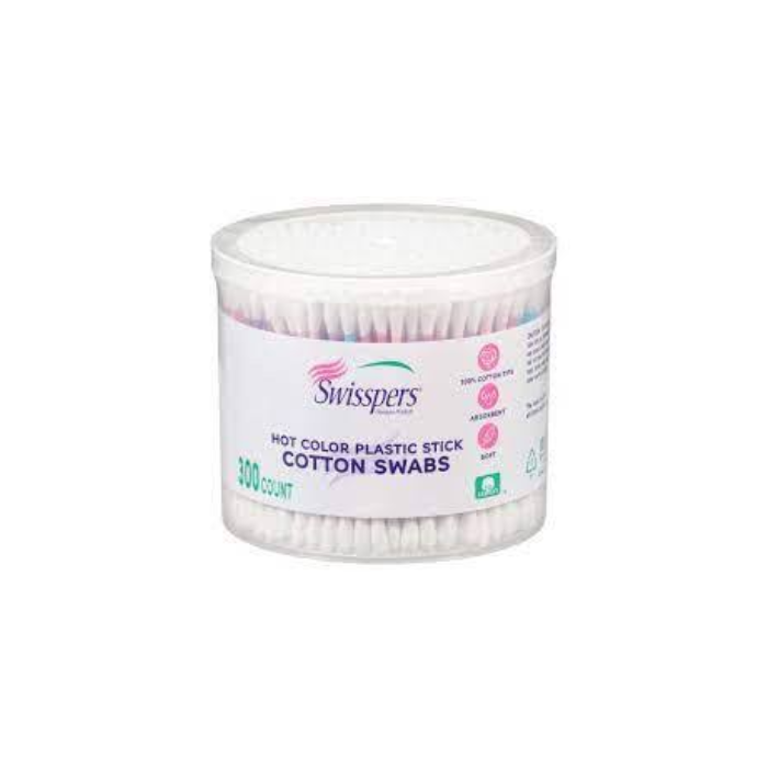 US Cotton Swisspers Hot Colored Plastic Swabs 300's