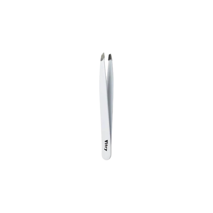 Vitry White Professional Tweezers Slant Ends SS
